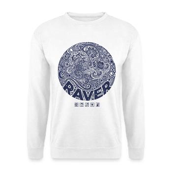 Hippie-Musik Trippig Raver Rave Friedenszeichen - Unisex Pullover - Weiß - Vorne - Alina (178cm) & Michal (187cm)