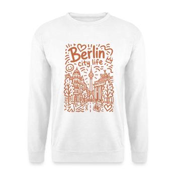 Berlin - City Life. Stadt mit Charme und Stil - Unisex Pullover - Weiß - Vorne - Alina (178cm) & Michal (187cm)