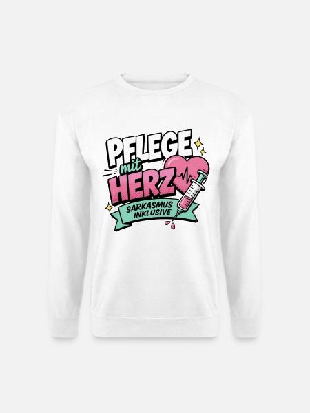 Pflegekraft Geschenk - Pflege mit Herz - Unisex Pullover - Weiß