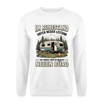 Ruhestand unter neuer Leitung – Camping Abenteuer - Unisex Pullover - Weiß - Vorne - Alina (178cm) & Michal (187cm)