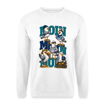 MOIN – Les Mouettes du Nord - Unisex Pullover - Weiß - Vorne - Alina (178cm) & Michal (187cm)