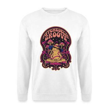 trippiges Festival Groove Hippie Frosch Rave - Unisex Pullover - Weiß - Vorne - Alina (178cm) & Michal (187cm)
