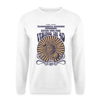 Hippie-Musik, trippy-Pilz-Rave, Stimmung in 4D - Unisex Pullover - Weiß - Vorne - Alina (178cm) & Michal (187cm)