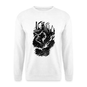 Ruhrpott Bergbau - Unisex Pullover - Weiß - Vorne - Alina (178cm) & Michal (187cm)