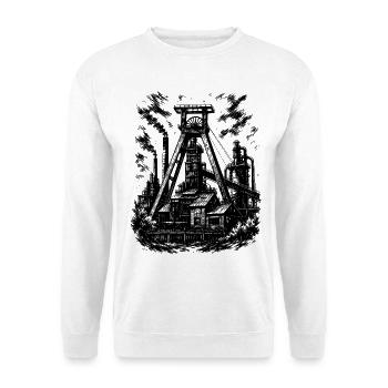 Ruhrpott Förderturm - Unisex Pullover - Weiß - Vorne - Alina (178cm) & Michal (187cm)