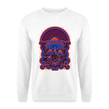 Psychedelisches Festival-Hippie-Pilz-Batik-Rave - Unisex Pullover - Weiß - Vorne - Alina (178cm) & Michal (187cm)