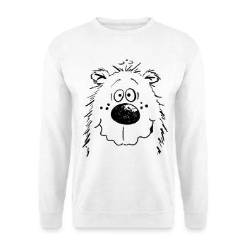 Knuffiger Bär Sketch Teddybär Bärchen  - Unisex Pullover - Weiß - Vorne - Alina (178cm) & Michal (187cm)