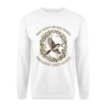 Radikales Mitgefühl Singvogel Soziale Gerechtigkei - Unisex Pullover - Weiß - Vorne - Alina (178cm) & Michal (187cm)