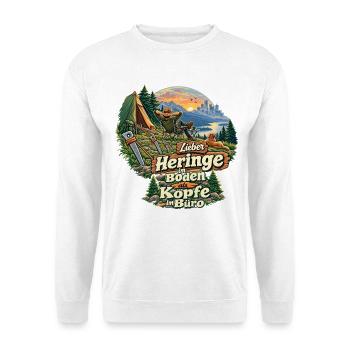 Heringe im Boden statt Köpfe im Büro - Unisex Pullover - Weiß - Vorne - Alina (178cm) & Michal (187cm)