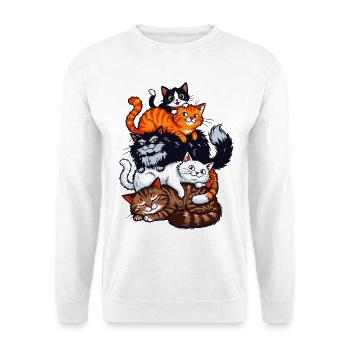 Niedliche Cartoon-Katzen stapeln einen Haufen Kätzchen - Unisex Pullover - Weiß - Vorne - Alina (178cm) & Michal (187cm)