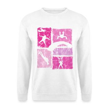 Fallschirmspringer Freifall Fallschirm Extremsport - Unisex Pullover - Weiß - Vorne - Alina (178cm) & Michal (187cm)
