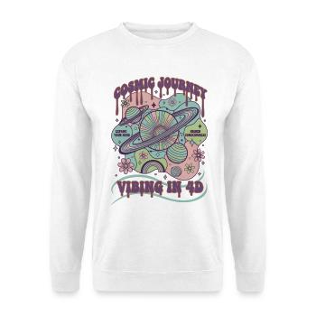 Kosmische Reise mit 4D-Hippie-Musik – psychedelisch - Unisex Pullover - Weiß - Vorne - Alina (178cm) & Michal (187cm)