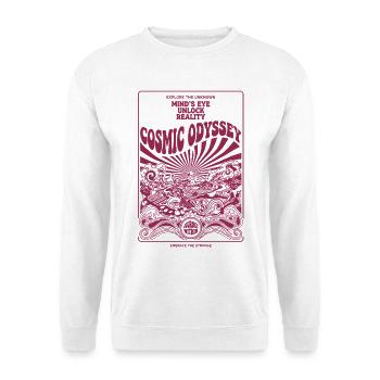 Trippy Festival Kosmische Odyssee Hippie-Musik - Unisex Pullover - Weiß - Vorne - Alina (178cm) & Michal (187cm)
