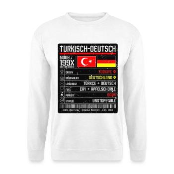 Deutsch Türkischer Vater Jahrgang 90er - Unisex Pullover - Weiß - Vorne - Alina (178cm) & Michal (187cm)
