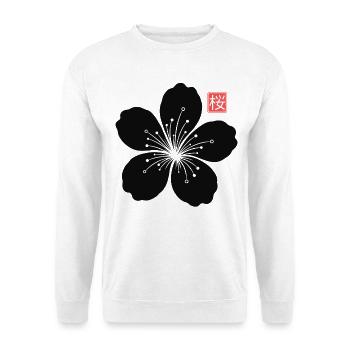 Sakura Cherry Blossom Japanese Minimal Art Floral - Unisex Pullover - Weiß - Vorne - Alina (178cm) & Michal (187cm)