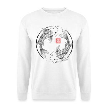 Koi Fish Japan Kanji Minimal Japanese Art - Unisex Pullover - Weiß - Vorne - Alina (178cm) & Michal (187cm)