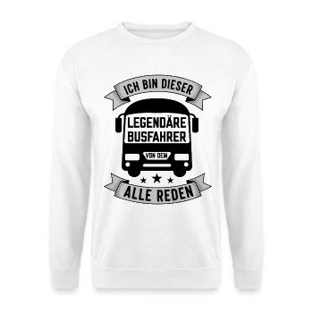 ich bin legendärer Busfahrer von dem alle reden - Unisex Pullover - Weiß - Vorne - Alina (178cm) & Michal (187cm)
