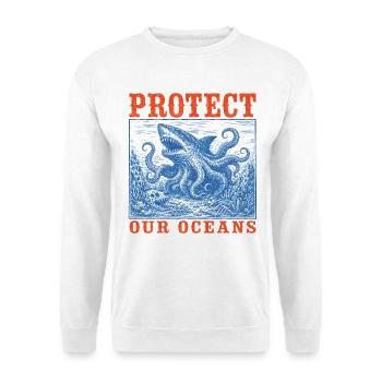 Kryptid-Seeungeheuer Lusca beschützt unsere Ozeane - Unisex Pullover - Weiß - Vorne - Alina (178cm) & Michal (187cm)