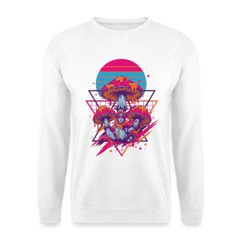 Psychedelische Festival-Hippie-Pilz-Batik-Pilze - Unisex Pullover - Weiß - Vorne - Alina (178cm) & Michal (187cm)