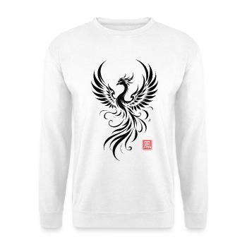 Phoenix Japanese Art Mythical Bird - Unisex Pullover - Weiß - Vorne - Alina (178cm) & Michal (187cm)