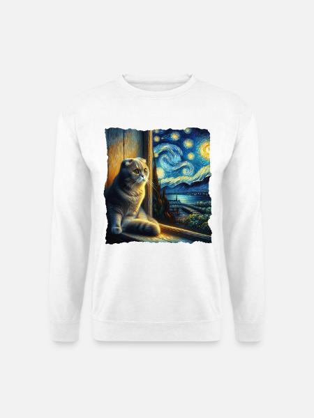 Faltohrkatze Starry Night - Unisex Pullover - Weiß