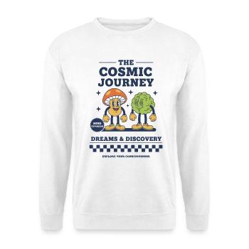 Psychedelisches Festival Kosmische Reise Hippie-Pilz - Unisex Pullover - Weiß - Vorne - Alina (178cm) & Michal (187cm)