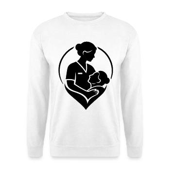 Altenpflege - Unisex Pullover - Weiß - Vorne - Alina (178cm) & Michal (187cm)