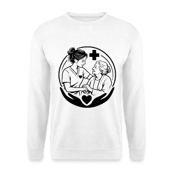 Altenpflege - Unisex Pullover - Weiß - Vorne - Alina (178cm) & Michal (187cm)