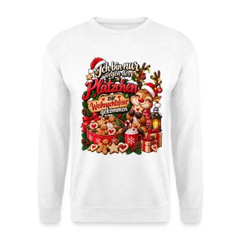 Lustiges Weihnachtsgeschenk Plätzchen Spruch - Unisex Pullover - Weiß - Vorne - Alina (178cm) & Michal (187cm)