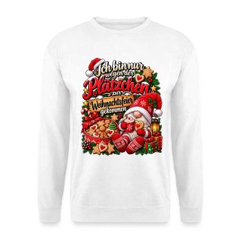 Lustiges Wichtel Weihnachtsgeschenk Plätzchen - Unisex Pullover - Weiß - Vorne - Alina (178cm) & Michal (187cm)