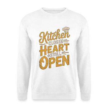 Retired Chef Kitchen Closed Heart Still Cooking - Unisex Pullover - Weiß - Vorne - Alina (178cm) & Michal (187cm)