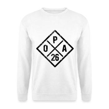 OPA 26 | Großvater Geschenk - Unisex Pullover - Weiß - Vorne - Alina (178cm) & Michal (187cm)