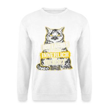 ICH LÄCHLE SCHON INNERLICH - REICHT - Lustiger - Unisex Pullover - Weiß - Vorne - Alina (178cm) & Michal (187cm)