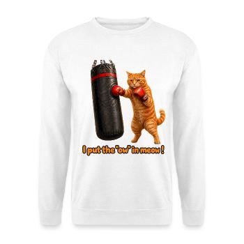 Das Aua in Meow - Unisex Pullover - Weiß - Vorne - Alina (178cm) & Michal (187cm)