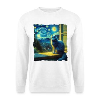 Russisch Blaukatze Starry Night - Unisex Pullover - Weiß - Vorne - Alina (178cm) & Michal (187cm)