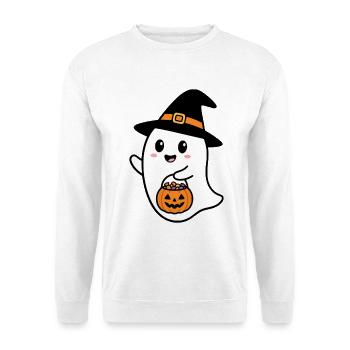 Kawaii Hexe Geist Süßigkeiten Kürbis Halloween - Unisex Pullover - Weiß - Vorne - Alina (178cm) & Michal (187cm)