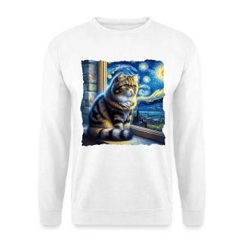 Exotische Kurzhaarkatze Starry Night - Unisex Pullover - Weiß - Vorne - Alina (178cm) & Michal (187cm)