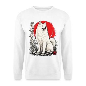 Japan Spitz Japanischer Hund Japan Shirt - Unisex Pullover - Weiß - Vorne - Alina (178cm) & Michal (187cm)
