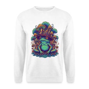 Psychedelisches Festival-Hippie-Pilz-Batik-Rave - Unisex Pullover - Weiß - Vorne - Alina (178cm) & Michal (187cm)