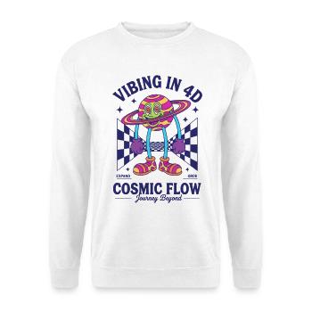 Psychedelisches Festival Vibing In 4D Cosmic Flow Journey - Unisex Pullover - Weiß - Vorne - Alina (178cm) & Michal (187cm)