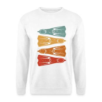 Retro Taucher Schwimmflossen Schnorchler Taucher - Unisex Pullover - Weiß - Vorne - Alina (178cm) & Michal (187cm)