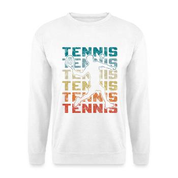 Retro Tennisspieler Spielt Vorhand - Unisex Pullover - Weiß - Vorne - Alina (178cm) & Michal (187cm)