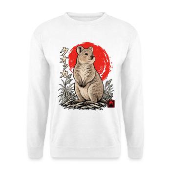 Quokka Japan Tier Japanisches Design - Unisex Pullover - Weiß - Vorne - Alina (178cm) & Michal (187cm)