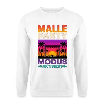 Malle Party Modus Aktiviert Bühne Sommer Mallorca - Unisex Pullover - Weiß - Vorne - Alina (178cm) & Michal (187cm)