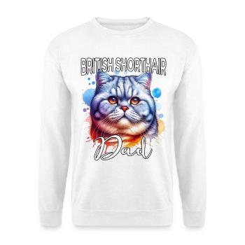 Britisch Kurzhaar Katze Papa - Unisex Pullover - Weiß - Vorne - Alina (178cm) & Michal (187cm)