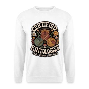 Knitting Lover – Yarn & Stricken Design - Unisex Pullover - Weiß - Vorne - Alina (178cm) & Michal (187cm)