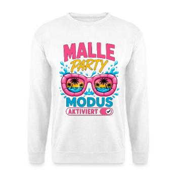 Malle Party Modus Aktiviert Mallorca Partyurlaub - Unisex Pullover - Weiß - Vorne - Alina (178cm) & Michal (187cm)