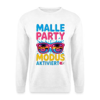 Malle Party Modus Aktiviert Mallorca Partyurlaub - Unisex Pullover - Weiß - Vorne - Alina (178cm) & Michal (187cm)
