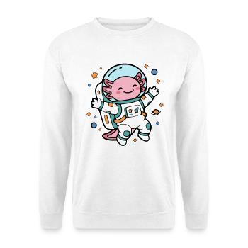 Niedliche Axolotl-Astronautin – lustige Weltraumamphibien-Kunst - Unisex Pullover - Weiß - Vorne - Alina (178cm) & Michal (187cm)