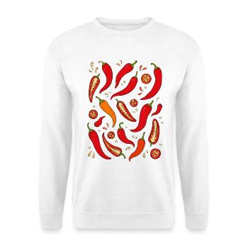 Chili Schoten | Schärfe & Küche - Unisex Pullover - Weiß - Vorne - Alina (178cm) & Michal (187cm)